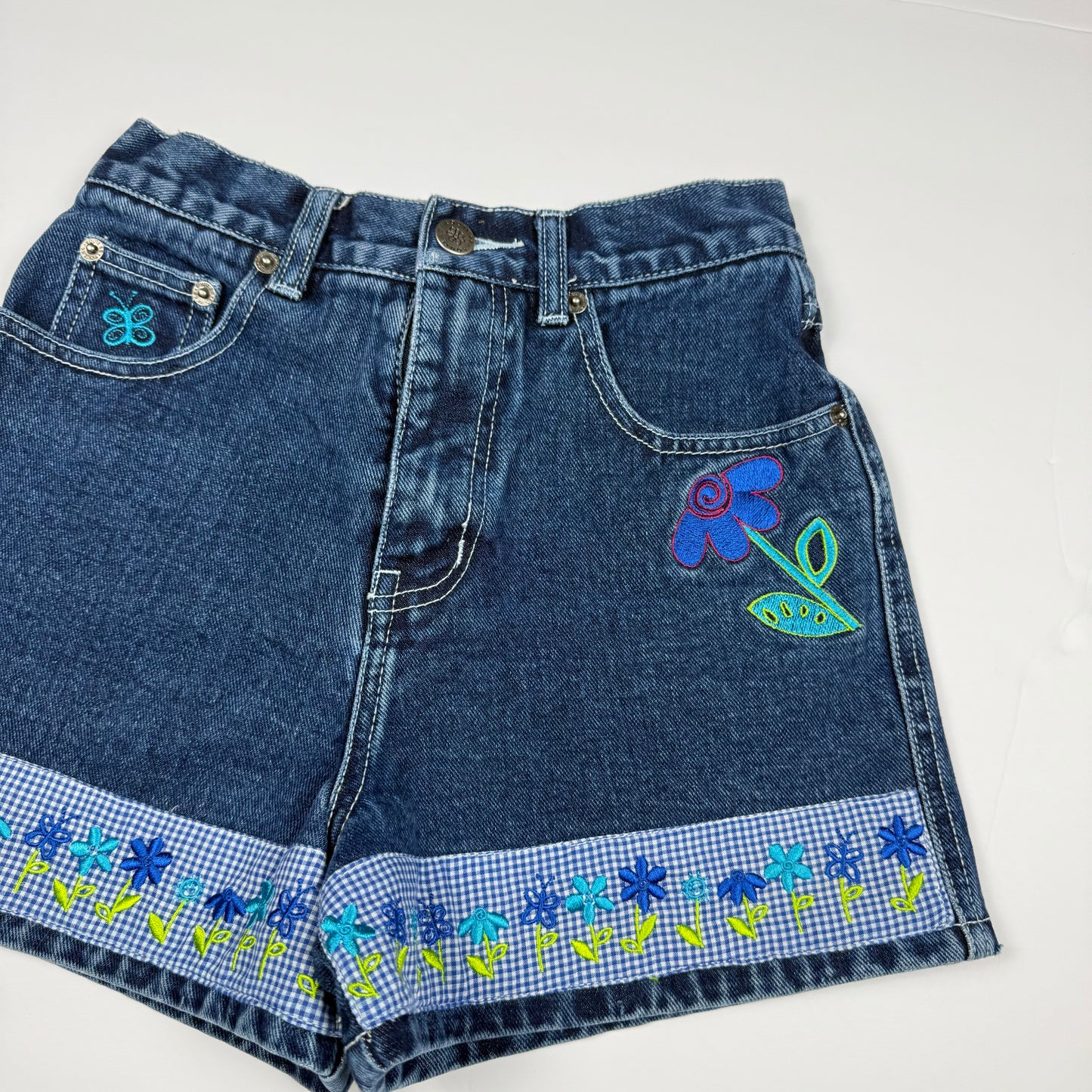 Y2K Floral Denim Shorts - Youth Size 10