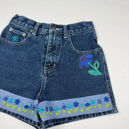 Y2K Floral Denim Shorts - Youth Size 10