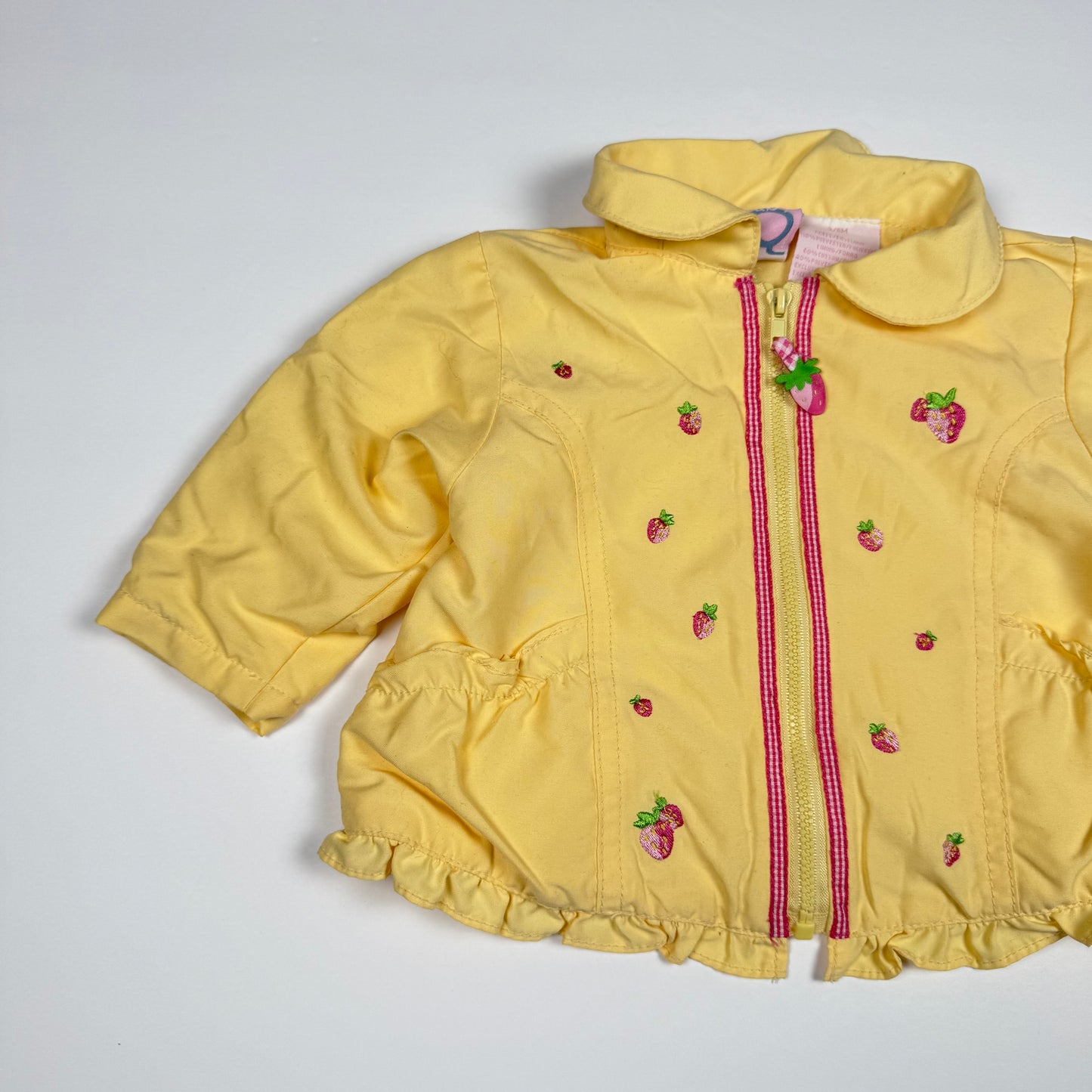 Y2K Strawberry Yellow Windbreaker Jacket - 3/6 Months