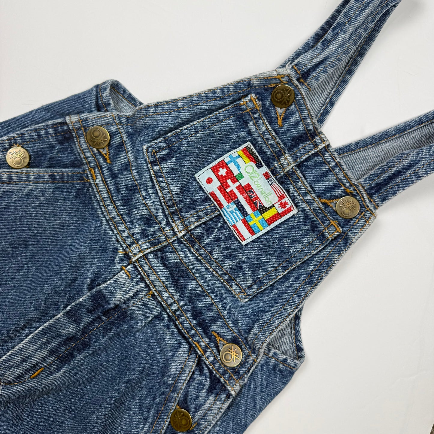 Vintage Flag Denim Overalls - 2T