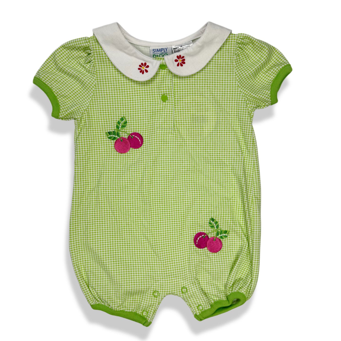Y2K Small Steps Cherry Gingham Romper - 12 Months