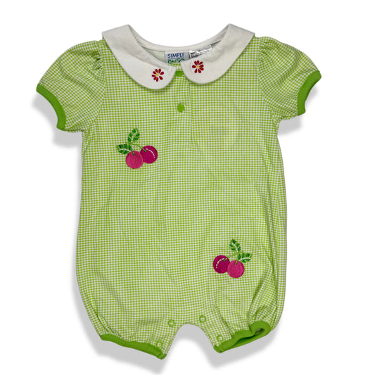 Y2K Small Steps Cherry Gingham Romper - 12 Months
