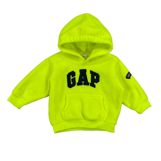 2000 Baby Gap Neon Yellow Fleece Hoodie Sweatshirt - 6/12 Months