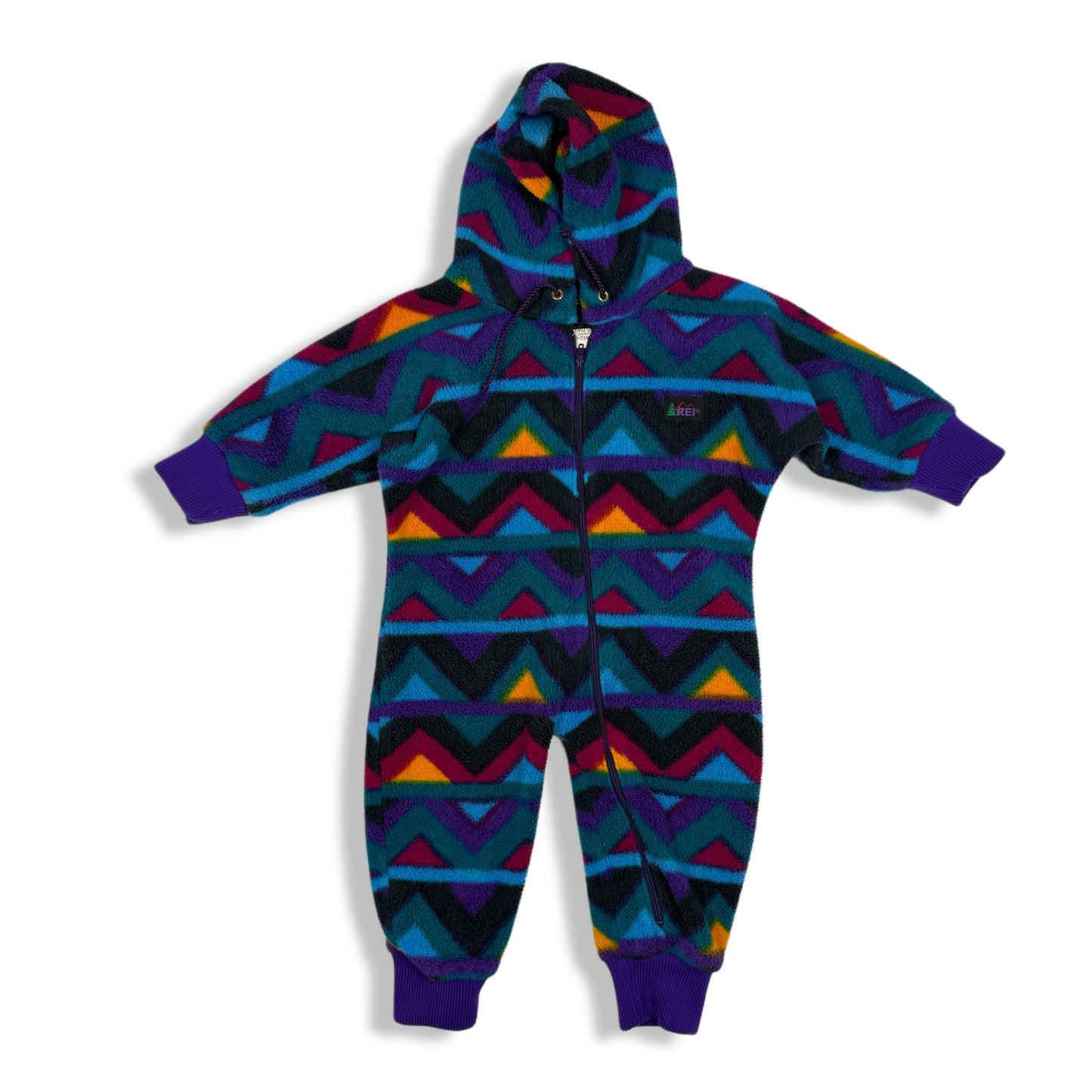 Vintage REI Funky Print Fleece Romper - 12 Months