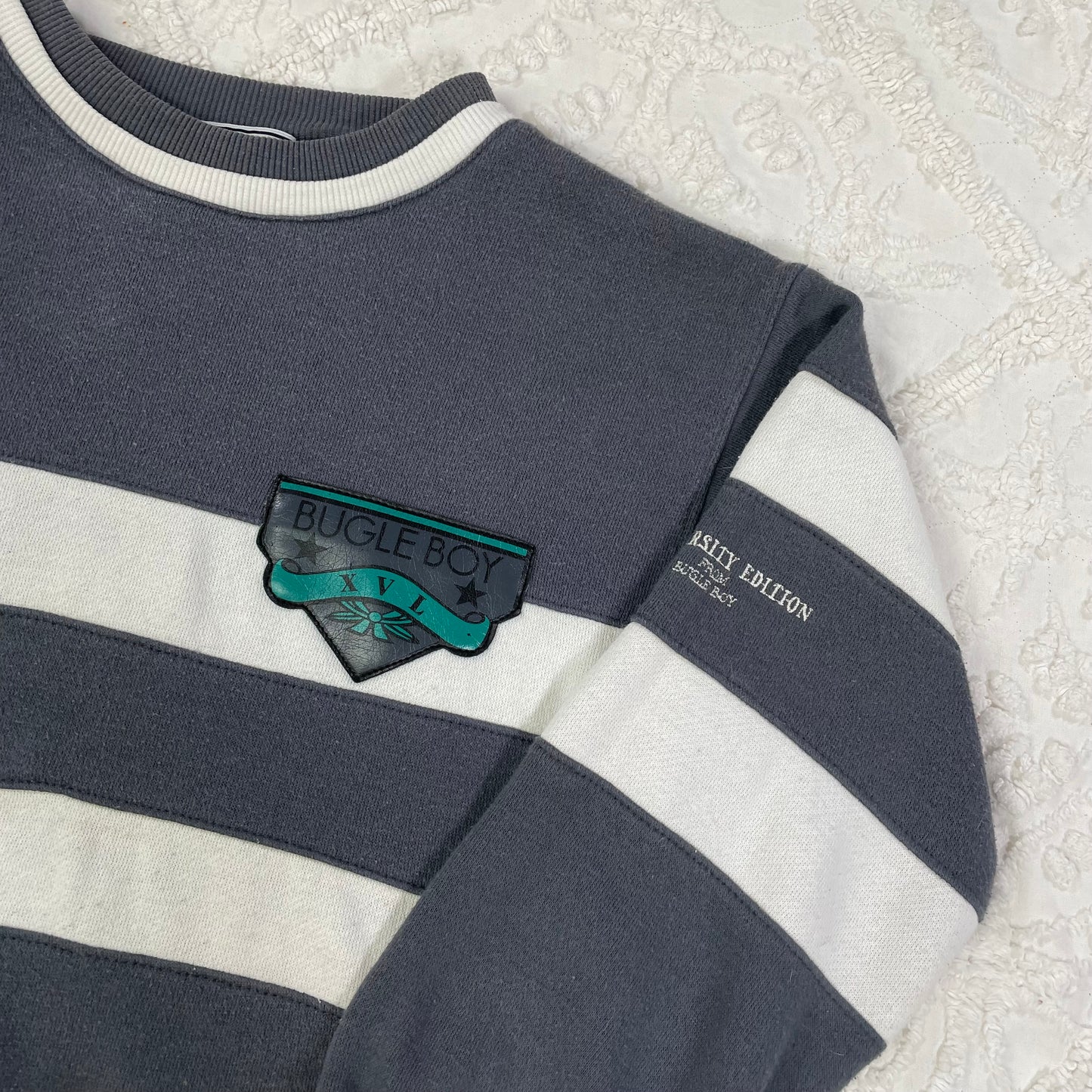 Vintage Bugle Boy Striped Crew Neck Sweatshirt - 3T