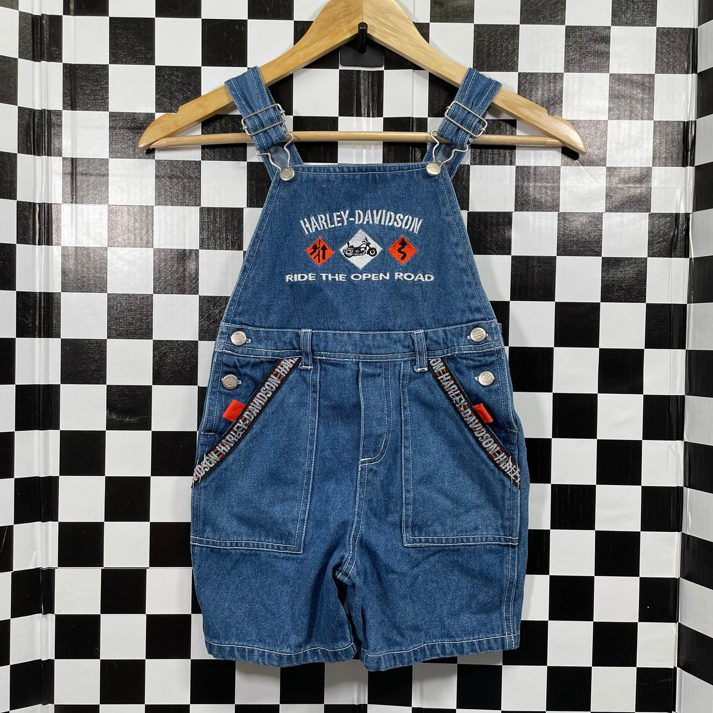 Vintage Harley Davidson Denim Shortalls - 4T