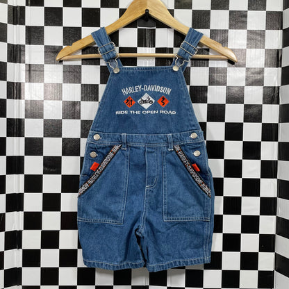 Vintage Harley Davidson Denim Shortalls - 4T