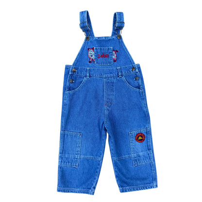 Vintage Zebra Denim Overalls - 3T