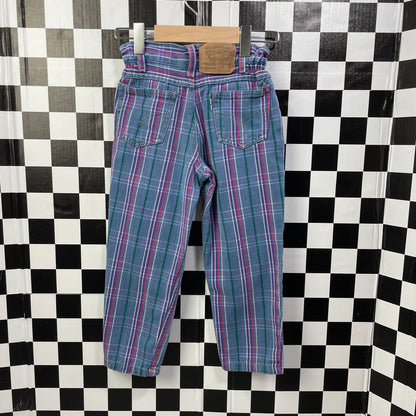 Vintage 1990's Levi's Plaid Paperbag Pants - Size 4T