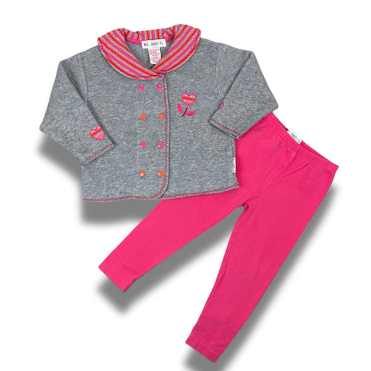 Vintage Gymboree Grey Pink Orange Heart Two Piece Set - XS