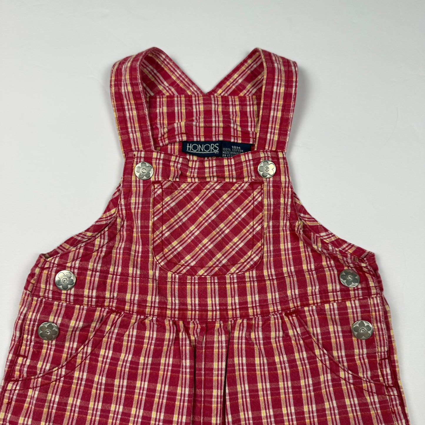Vintage Y2K Honors Plaid Shortalls - 12/18 Months