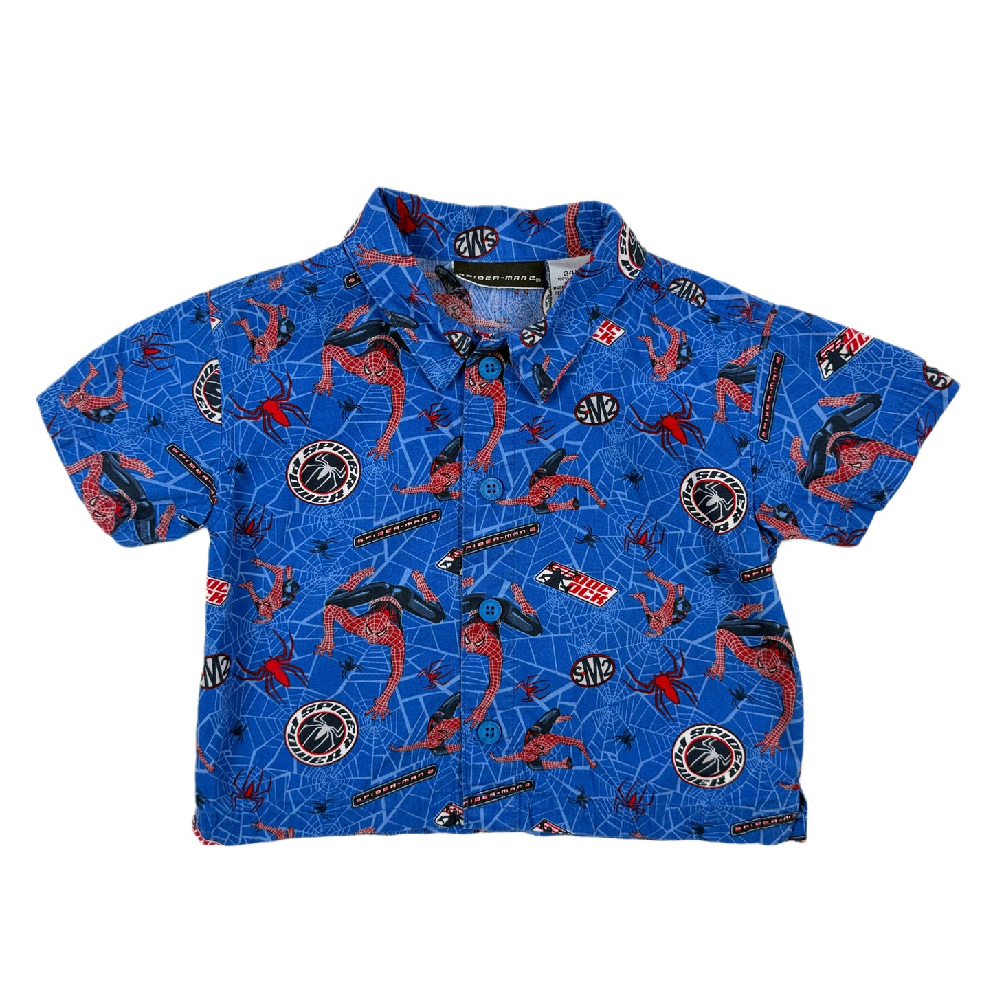 2005 Spider Man AOP Button Down Shirt - 24 Months
