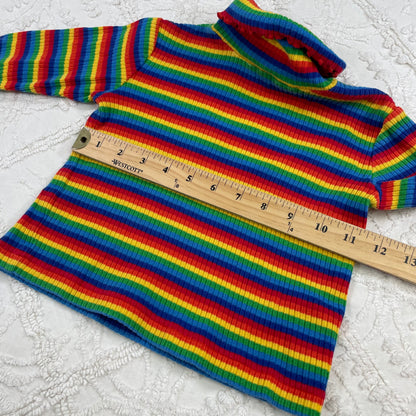 Vintage Rainbow Striped Turtleneck - 2T