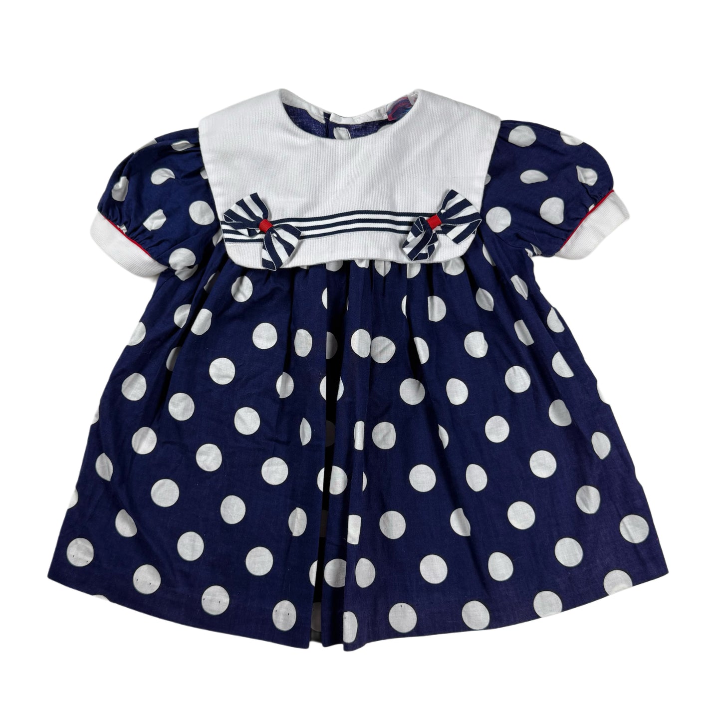 Vintage Navy Blue Polka Dot Dress - 3T