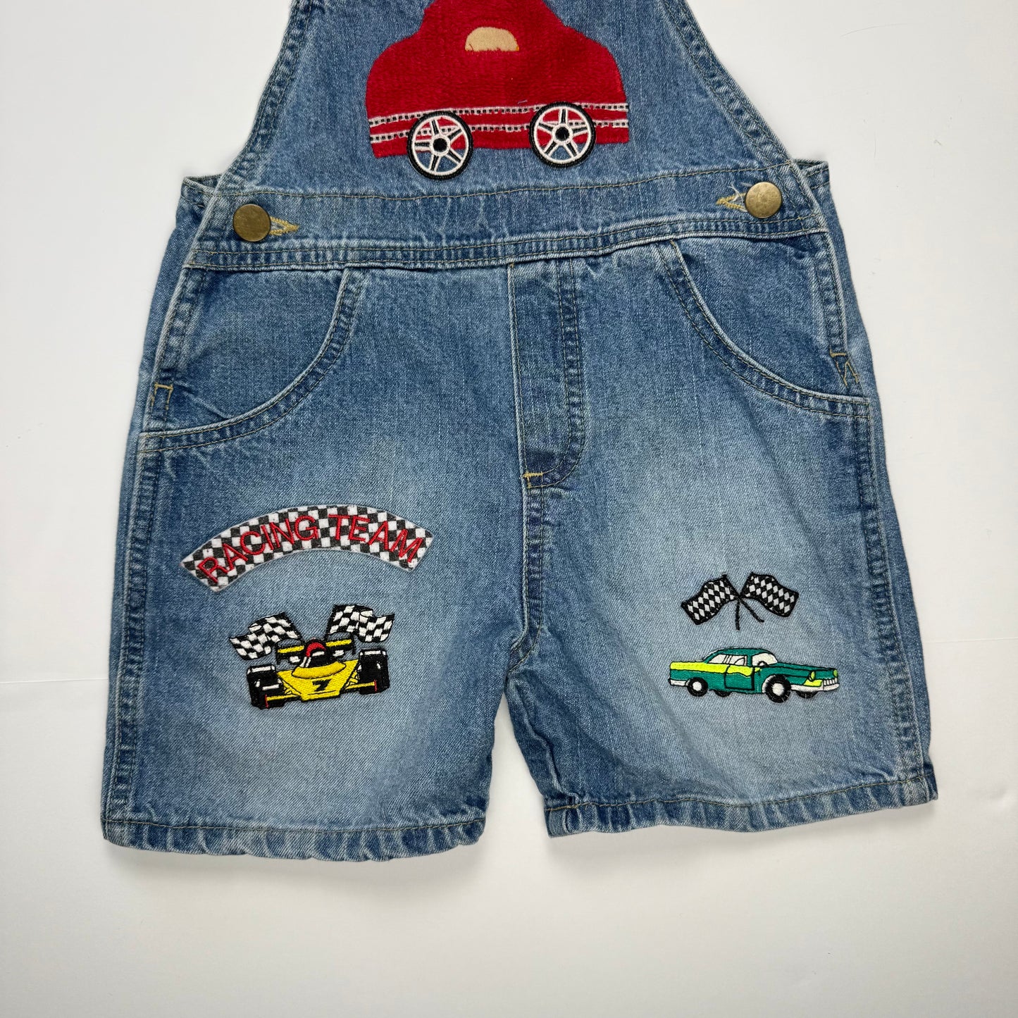 Vintage BonBon Race Car Denim Shortalls - 2T