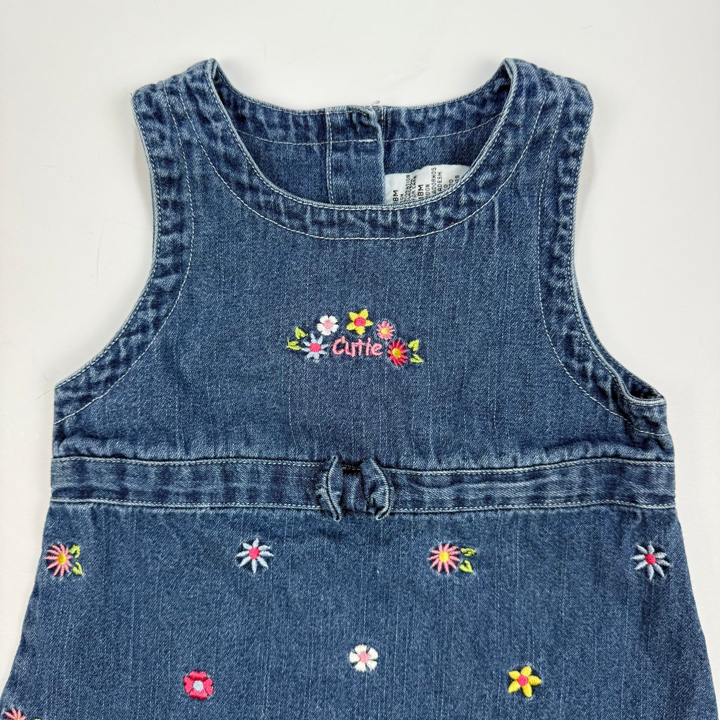 Vintage Y2K Floral Denim Embroidered Dress - 18 Months