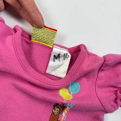 Vintage Y2K Curious George Balloon Embroidered Onesie - 12 Months