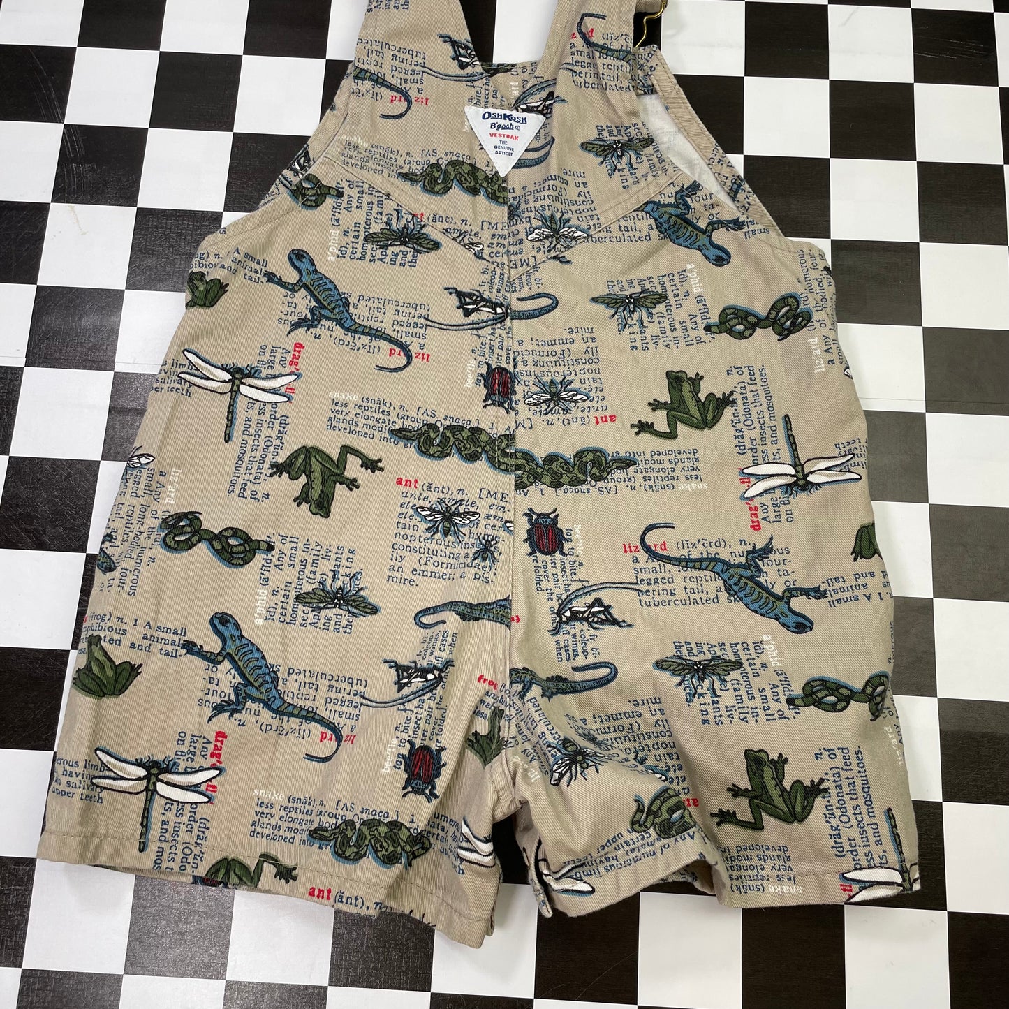 Vintage Oshkosh B'Gosh Insect Frog Snake Shortalls - 4T