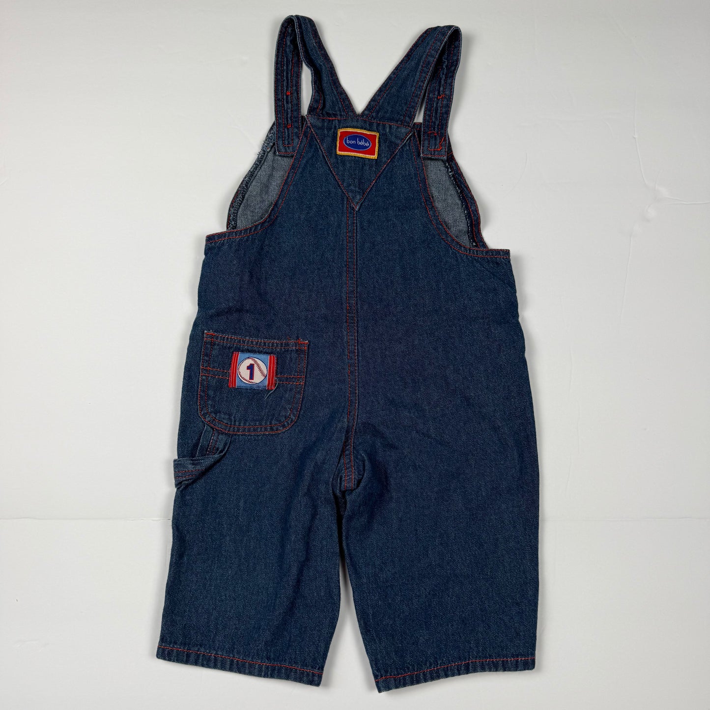 Y2K Rookie Baseball Denim Overalls - 6/9 Months