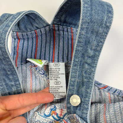 Vintage 1990's Elmo Baseball Striped Shortalls - 18 Months