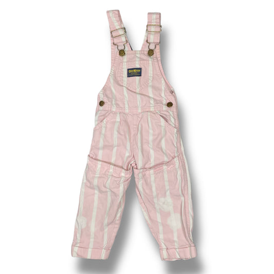 Vintage Oshkosh B'Gosh Pink and White Striped Pocket Knee Overalls - 3T