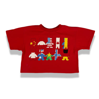Vintage Spumoni Bear Flag Cropped Shirt - Youth Large