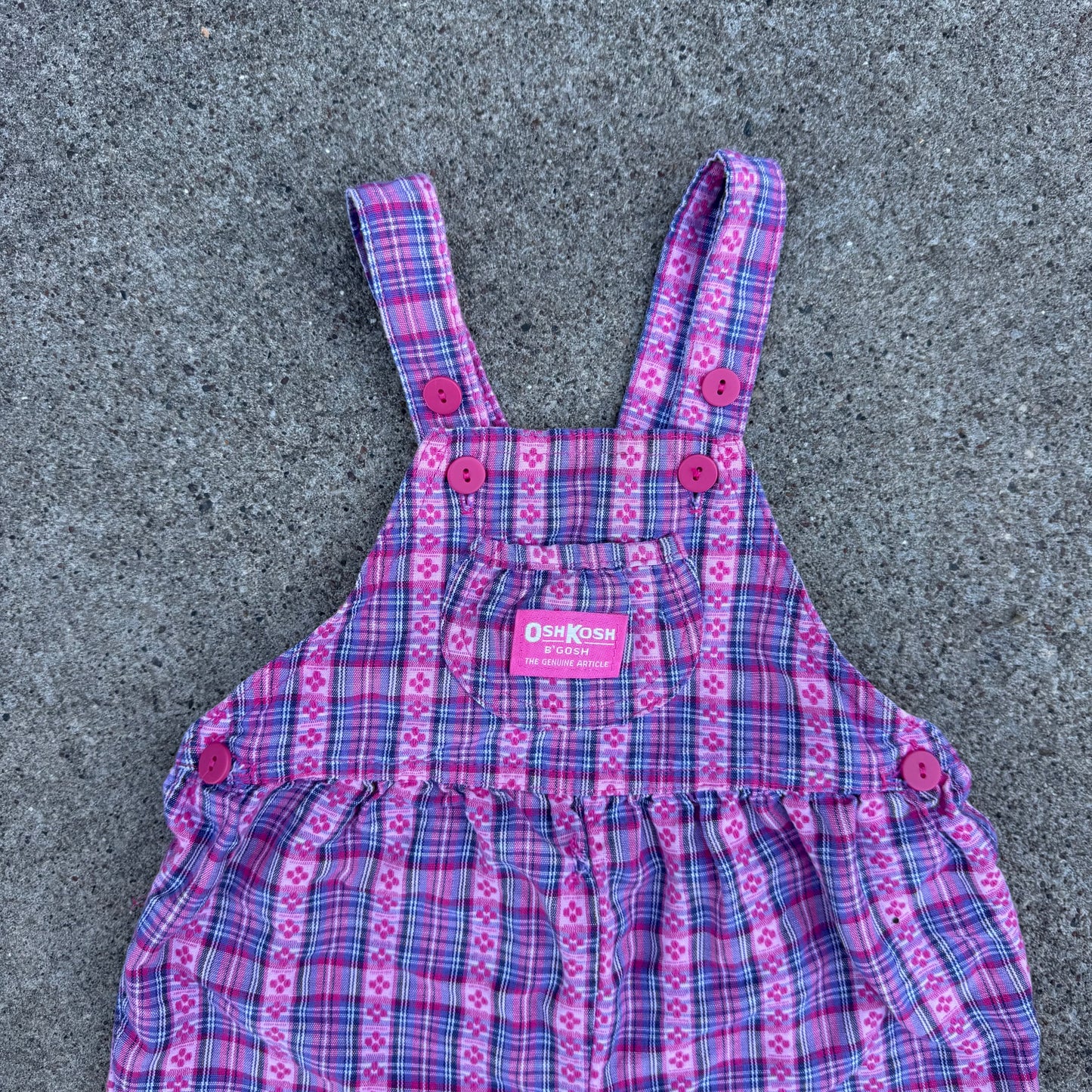 Vintage Oshkosh B'Gosh Pink Plaid Shortalls Romper - 3T