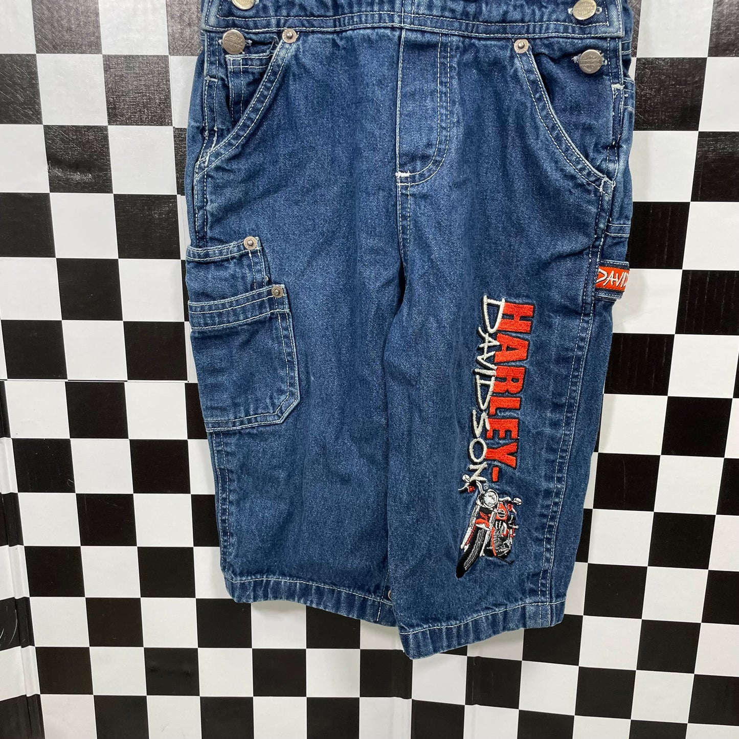 Vintage Y2K Harley Davidson Denim Overalls - 24 Months