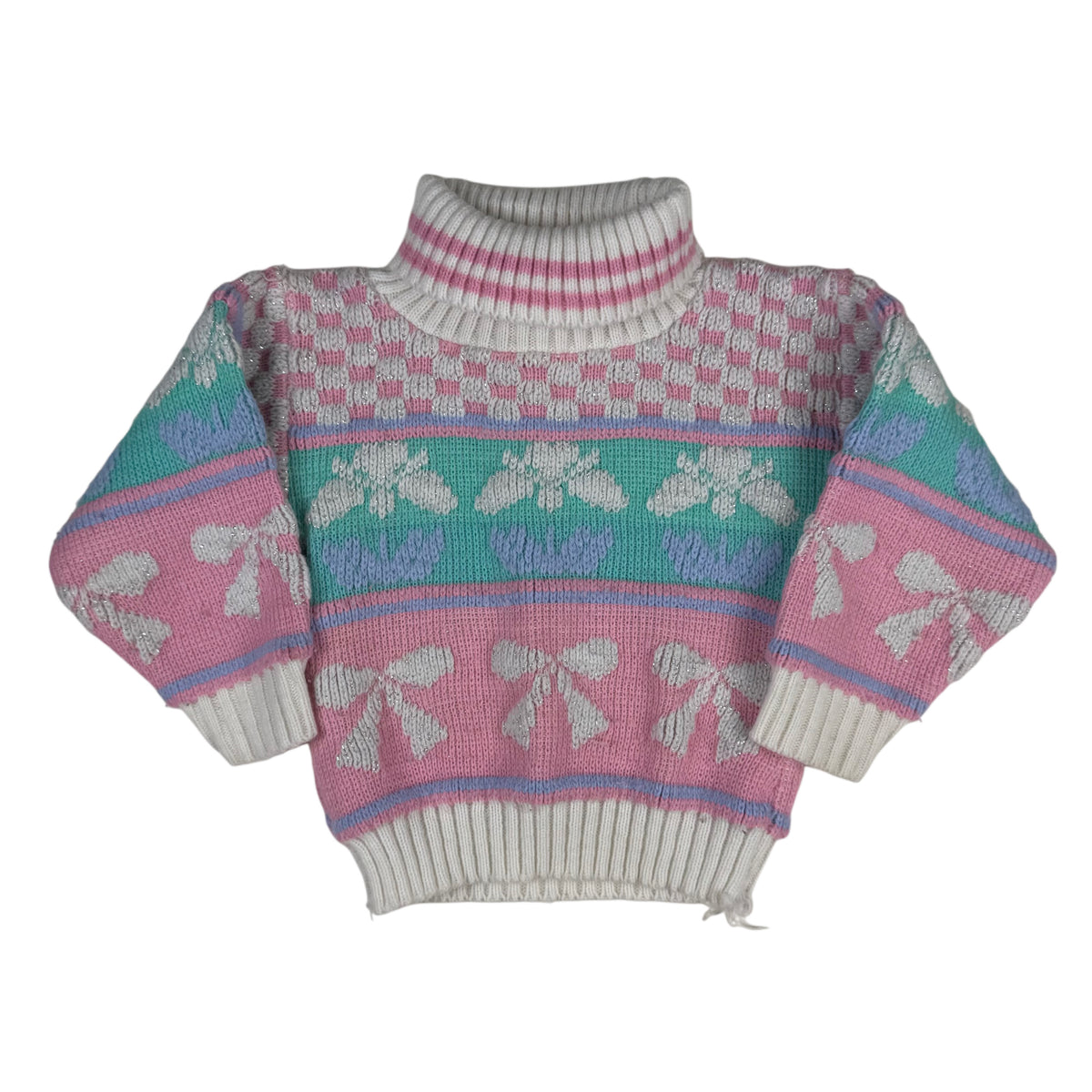 Vintage Bow Knit Turtleneck Sweater - 2T