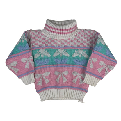 Vintage Bow Knit Turtleneck Sweater - 2T