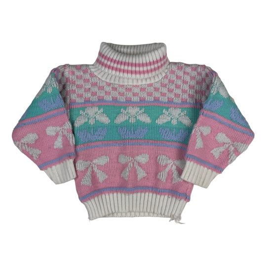 Vintage Bow Knit Turtleneck Sweater - 2T