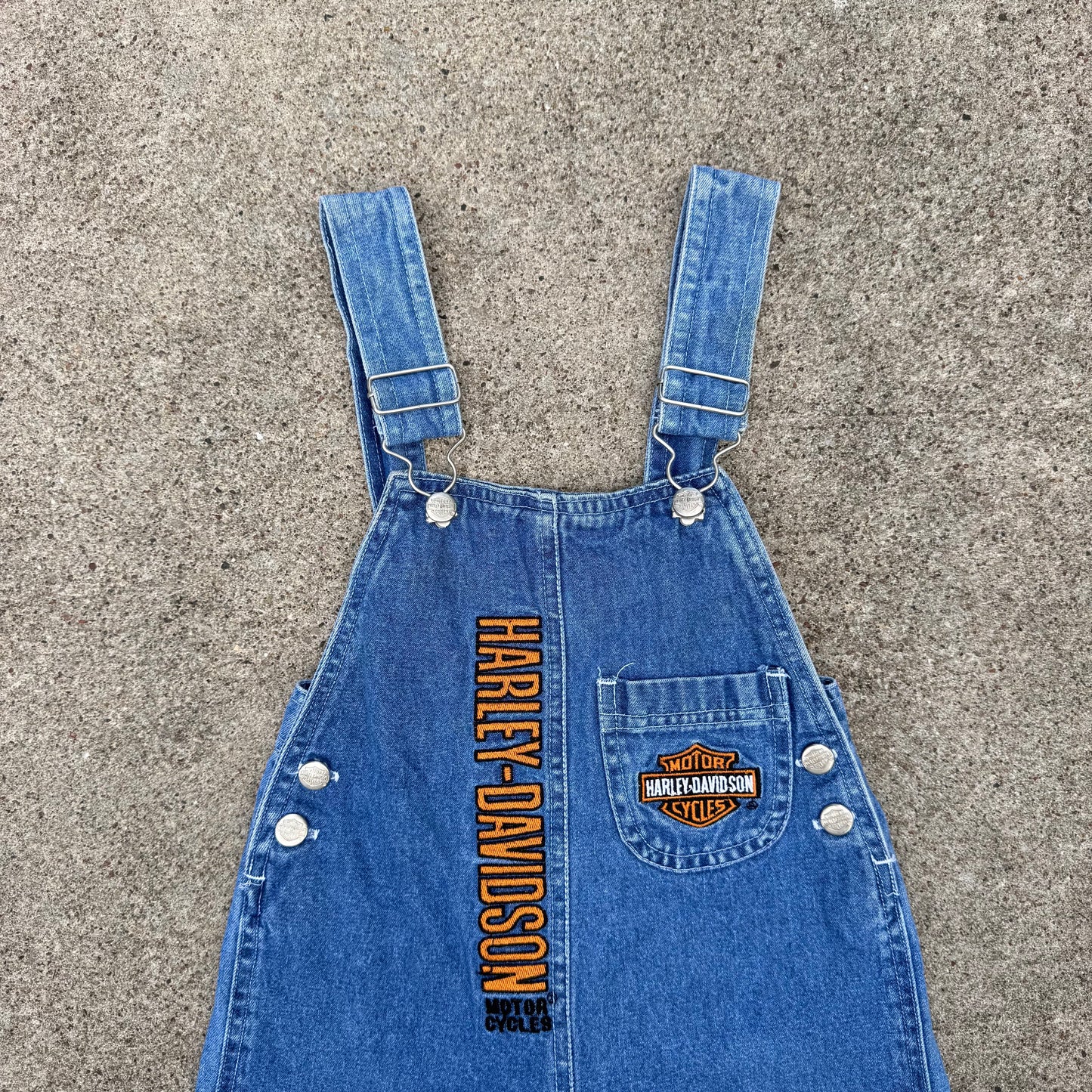 Vintage 1990's Harley Davidson Denim Short Overalls - 2T