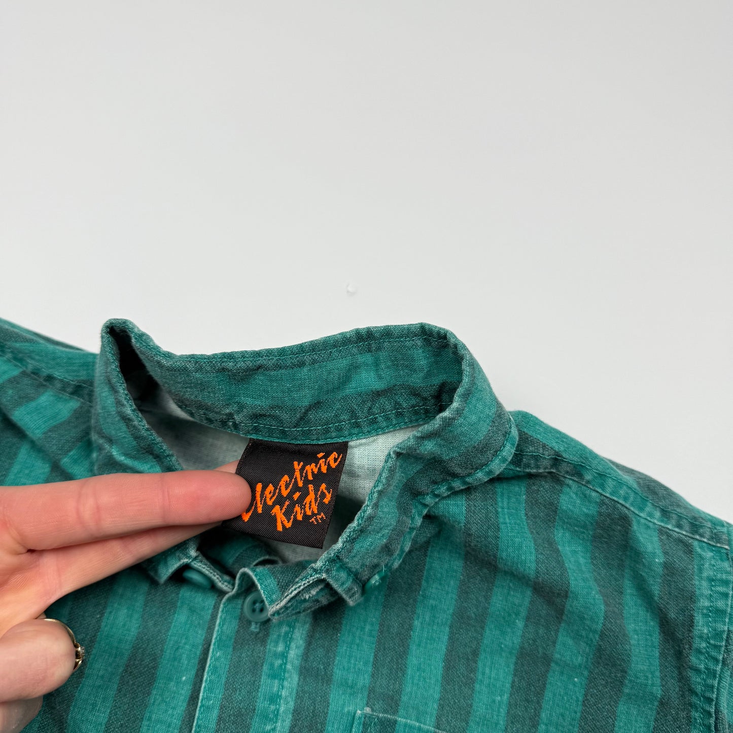 Vintage Electric Kids Striped Button Down Shirt - 4/5T