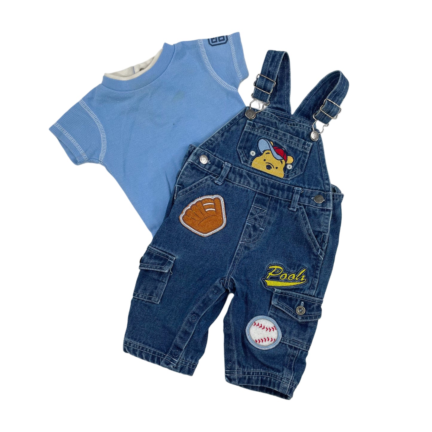 Vintage Winnie the Pooh Baseball Overalls Set - 3/6 Months