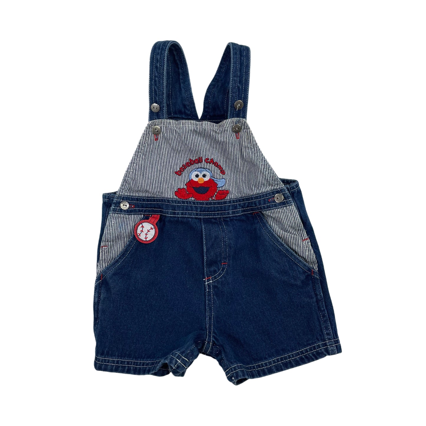 Vintage Elmo Baseball Shortalls - 6/9 Months