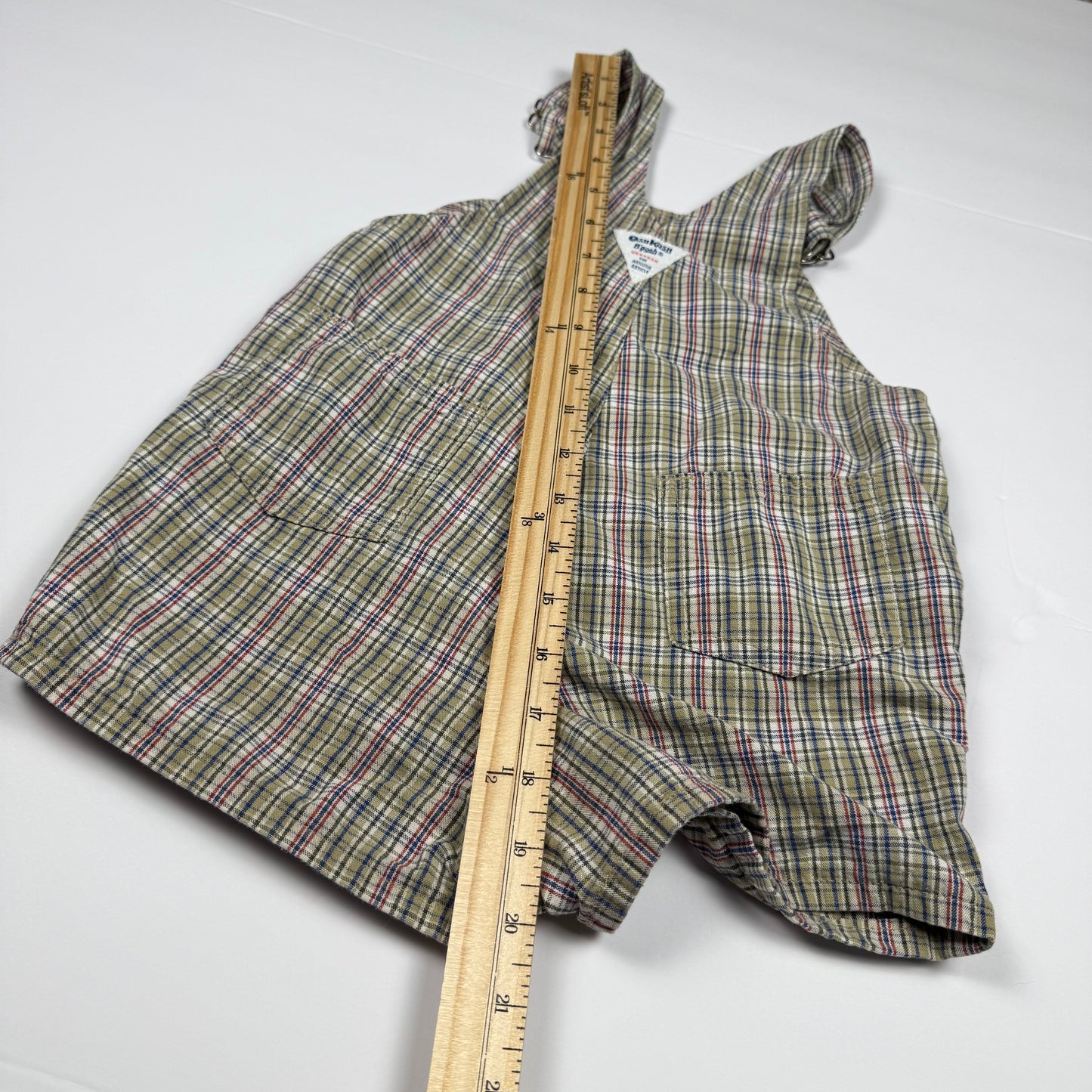 Vintage Oshkosh B'Gosh Plaid Short Overalls - 3T