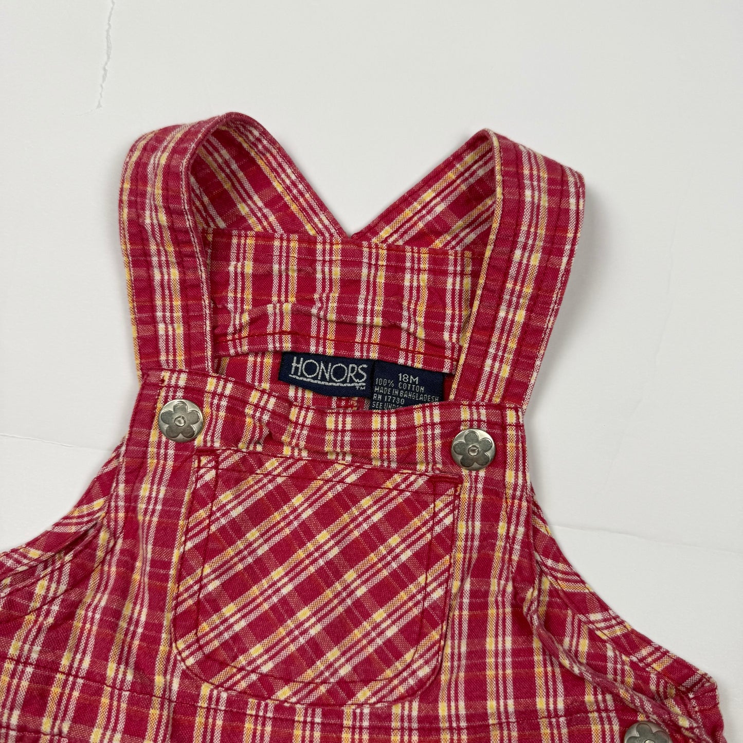 Vintage Y2K Honors Plaid Shortalls - 12/18 Months