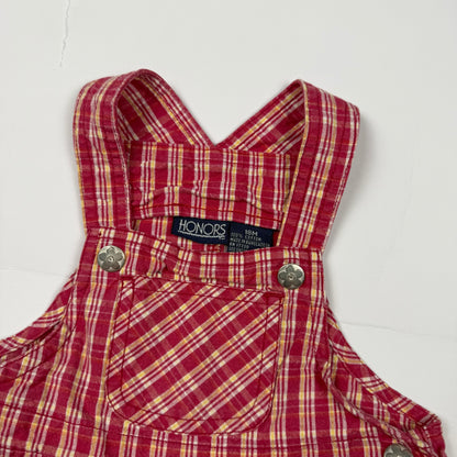 Vintage Y2K Honors Plaid Shortalls - 12/18 Months