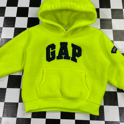 2000 Baby Gap Neon Yellow Fleece Hoodie Sweatshirt - 6/12 Months