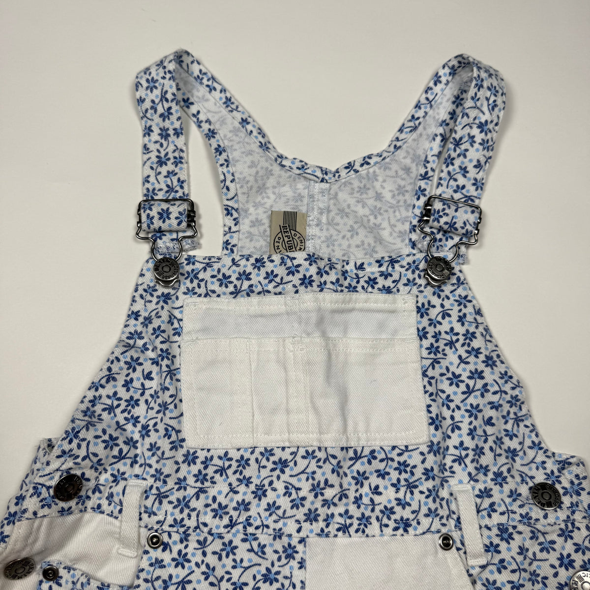 Vintage Floral Denim Short Overalls - Youth Medium