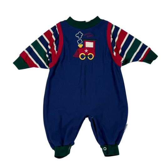 Vintage Health-Tex Striped Train Romper - 6/9 Months