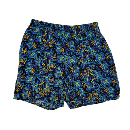 Vintage Funky Print Neon Surf Shorts - Youth Large