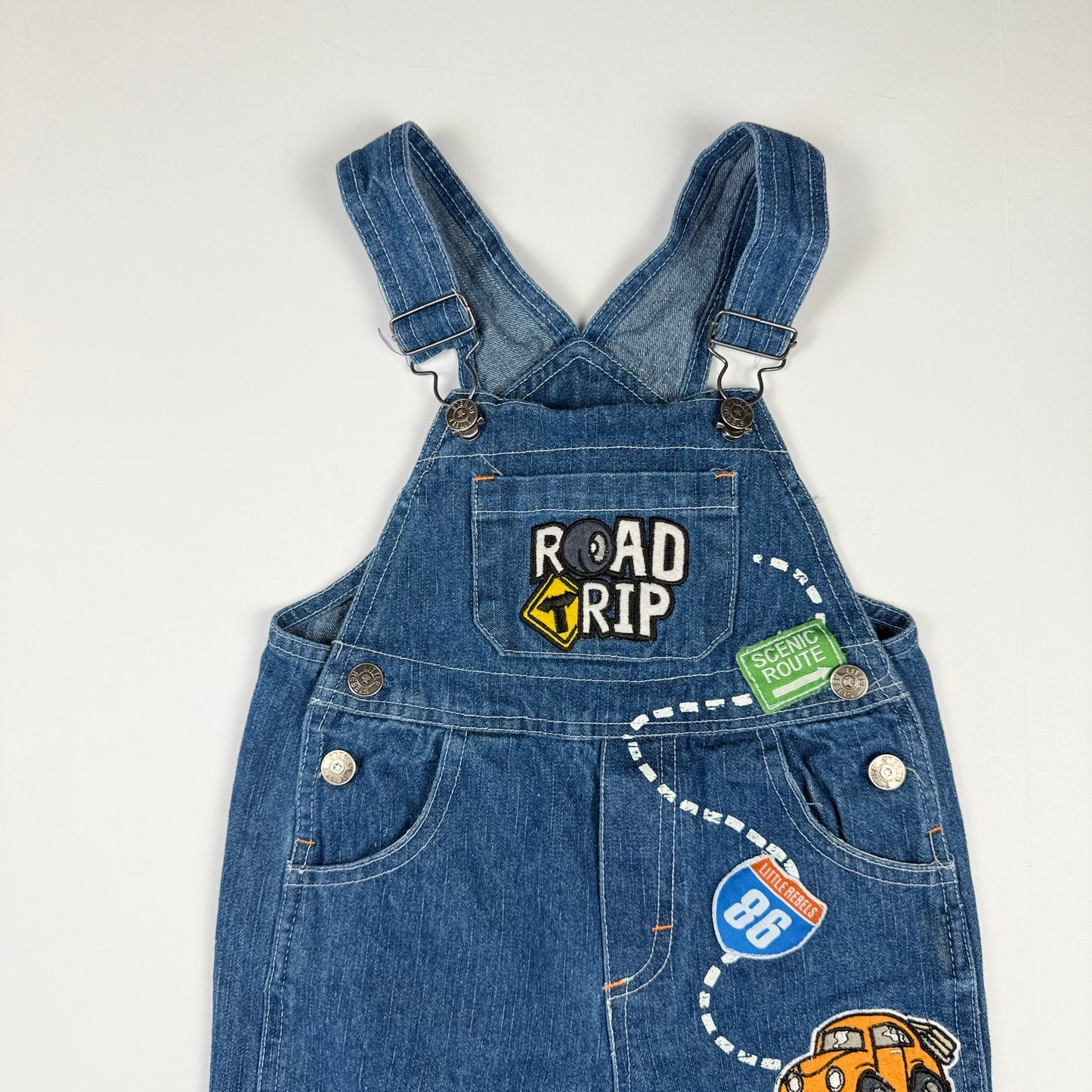Vintage Road Trip Vehicle Overalls - 12 Months