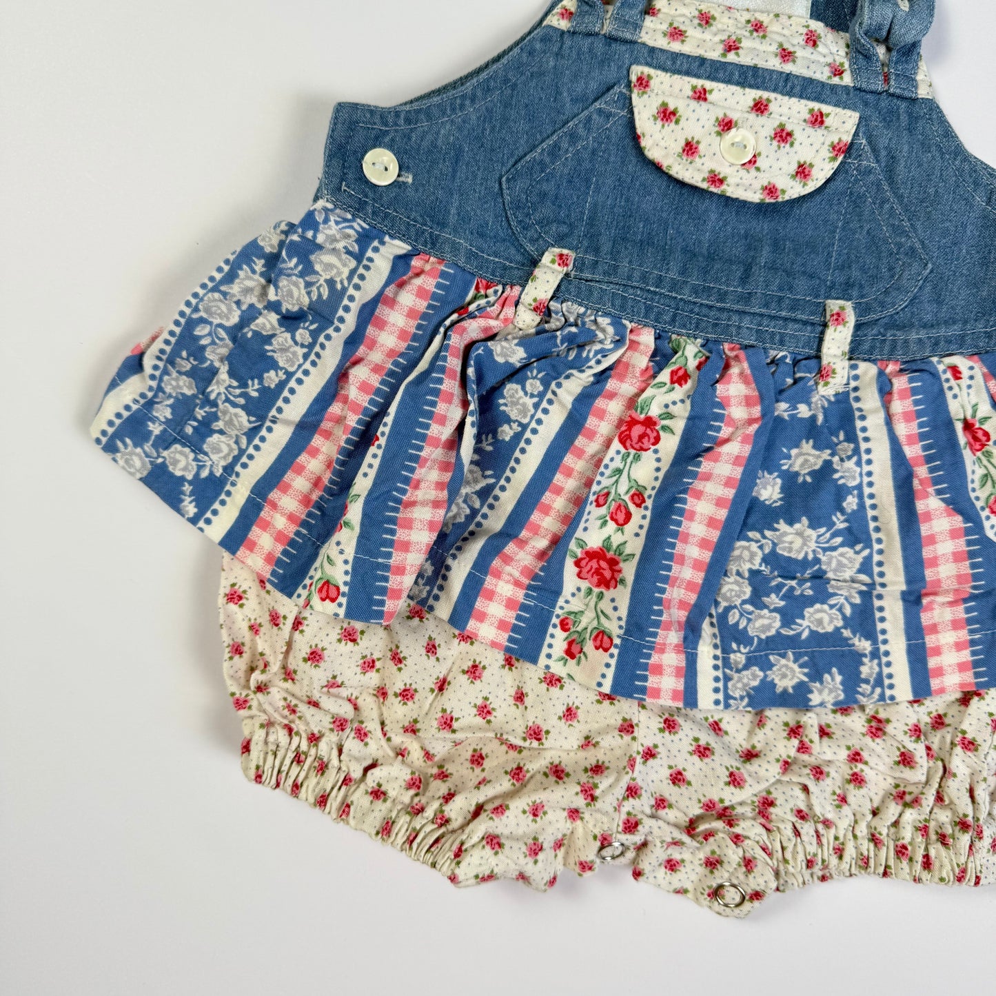 Vintage Baby Beluga Floral Denim Romper - 3/6 Months