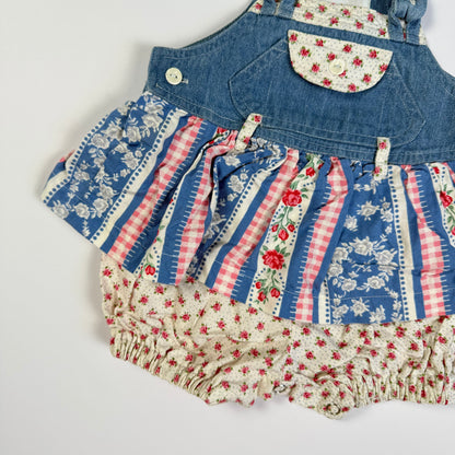 Vintage Baby Beluga Floral Denim Romper - 3/6 Months