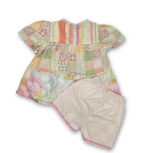 Vintage Patchwork Shirt and Shorts Set - 3/4T