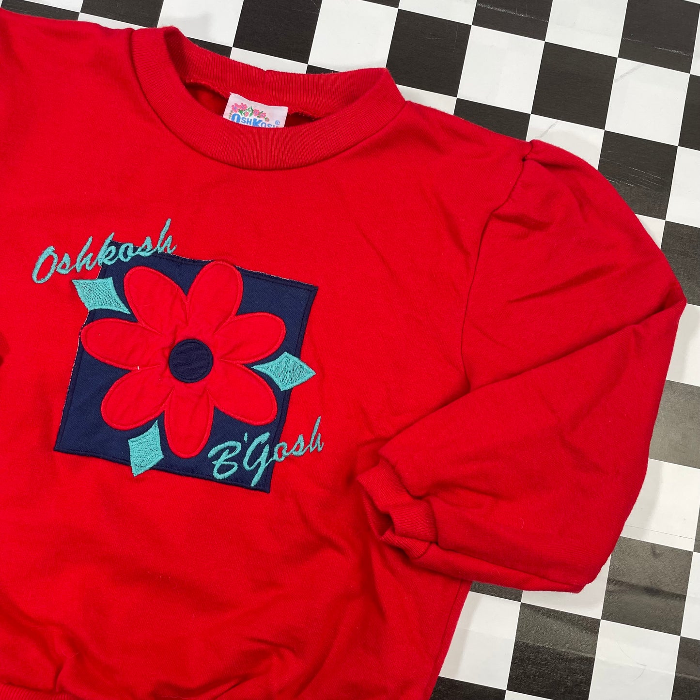 Vintage Oshkosh B'Gosh Red Flower Crew Neck Sweatshirt - 5T