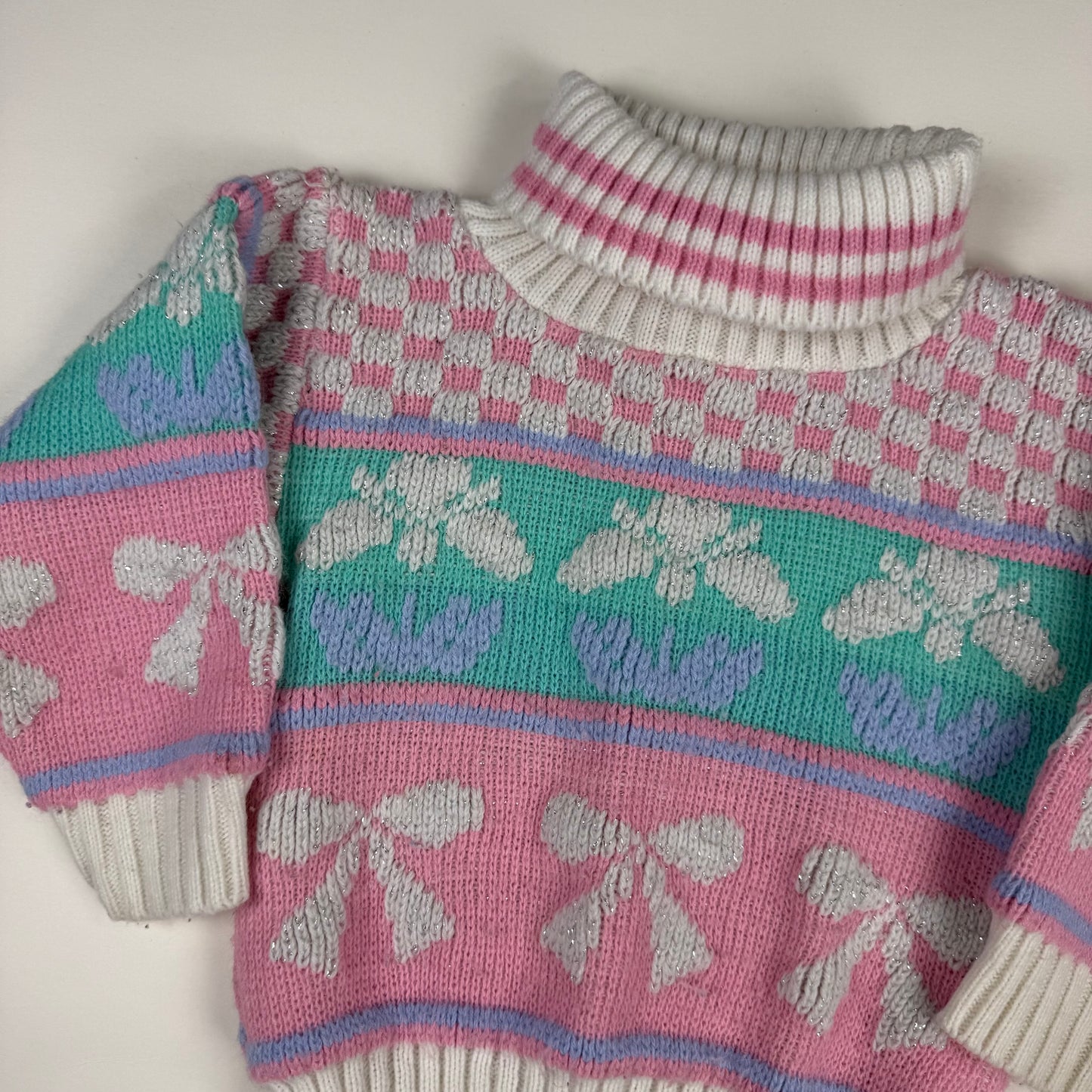 Vintage Bow Knit Turtleneck Sweater - 2T