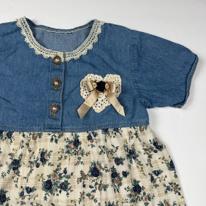 Vintage 1990's Floral Denim Dress - 5/6