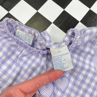 Vintage Purple Gingham Romper - 4T